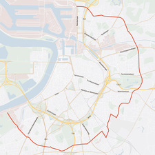 Aanduiding van de districtenroute op de kaart van de stad. Aanduiding van de districtenroute op de kaart van de stad.
